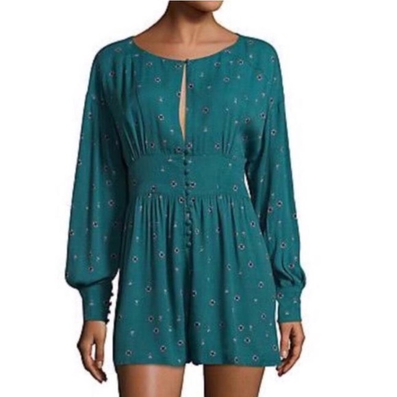 Free People Pants - Free People Love grow green combo romper L